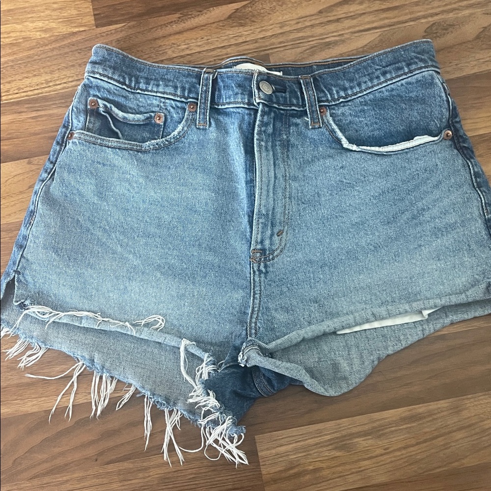 Abercrombie & Fitch Blue Frayed Jean Shorts